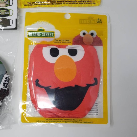 6 Cloth Reusable Mask Face Coverings for Kids - Star Wars (3pk) , Elmo, Spongebo - Picture 5 of 7